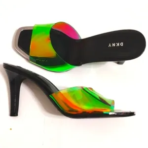 DKNY Women's Iridescent Square Toe Mule Stiletto Heels Sandals US 10M
