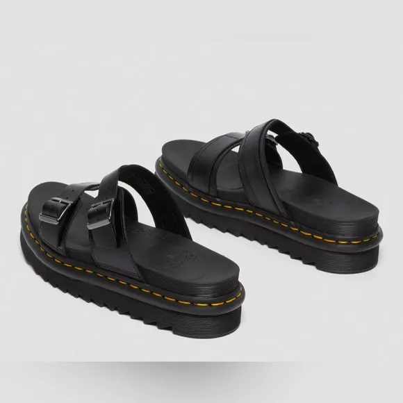Doc Marten’s MYLES BRANDO black LEATHER BUCKLE SLIDE SANDALS size 11 men new