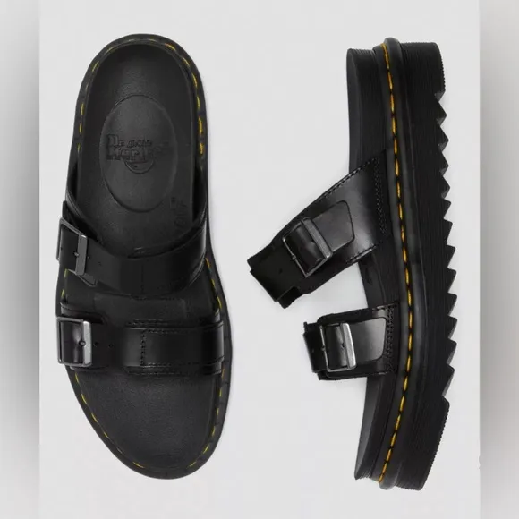 Doc Marten’s MYLES BRANDO black LEATHER BUCKLE SLIDE SANDALS size 11 men new