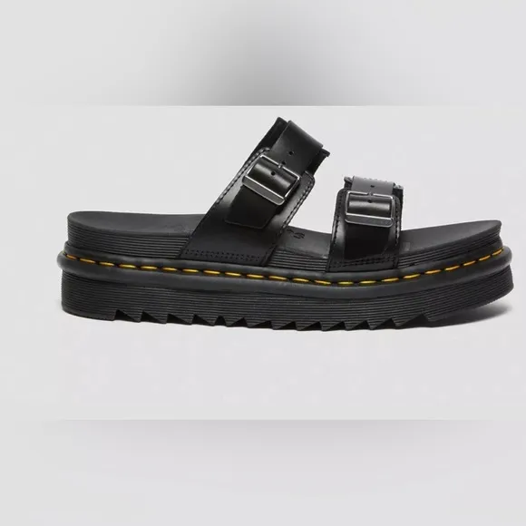 Doc Marten’s MYLES BRANDO black LEATHER BUCKLE SLIDE SANDALS size 11 men new