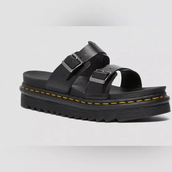 Doc Marten’s MYLES BRANDO black LEATHER BUCKLE SLIDE SANDALS size 11 men new