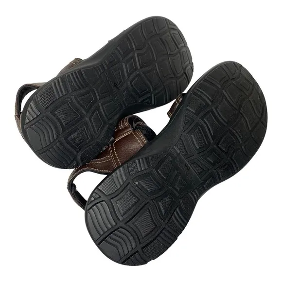 Dockers Men’s Brown Leather Cushioned Footbed Adjustable Straps Sandals Size 12