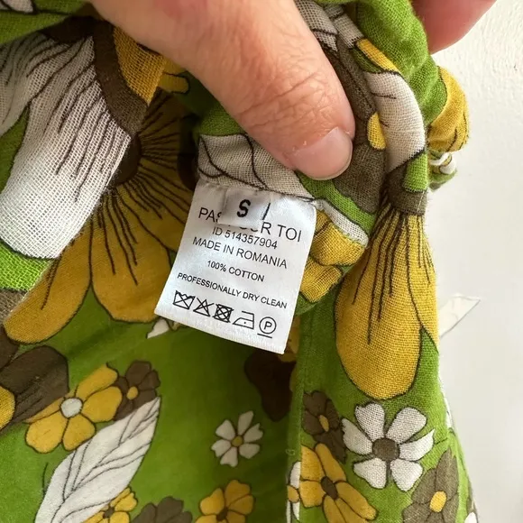 Dodo BAR OR MOSA FLORAL-PRINT TIE-FRONT COTTON-VOILE MINI SKIRT IN‎ GREEN SZ S