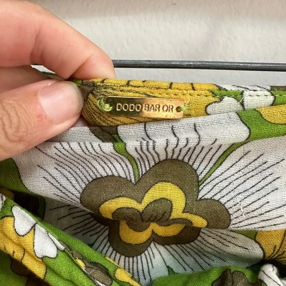 Dodo BAR OR MOSA FLORAL-PRINT TIE-FRONT COTTON-VOILE MINI SKIRT IN‎ GREEN SZ S