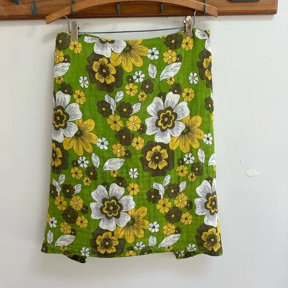 Dodo BAR OR MOSA FLORAL-PRINT TIE-FRONT COTTON-VOILE MINI SKIRT IN‎ GREEN SZ S