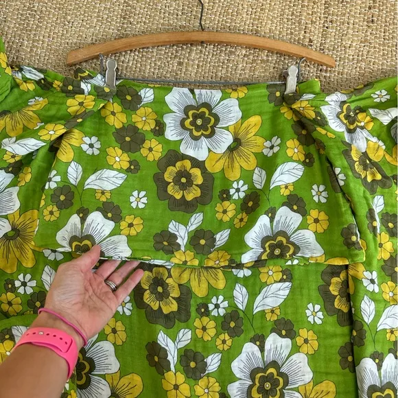 Dodo BAR OR MOSA FLORAL-PRINT TIE-FRONT COTTON-VOILE MINI SKIRT IN‎ GREEN SZ S