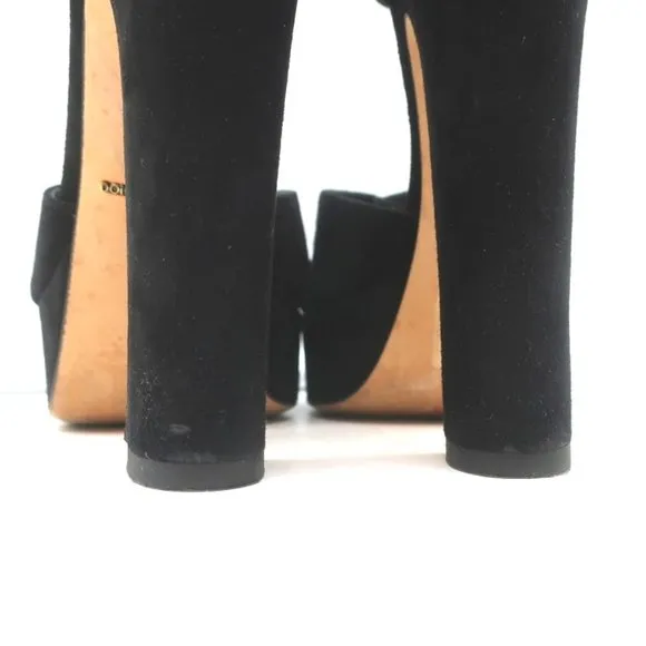 DOLCE &amp; GABBANA CRYSTAL BUCKLE PLATFORM SANDALS BLACK CRISSCROSS SUEDE SIZE 36