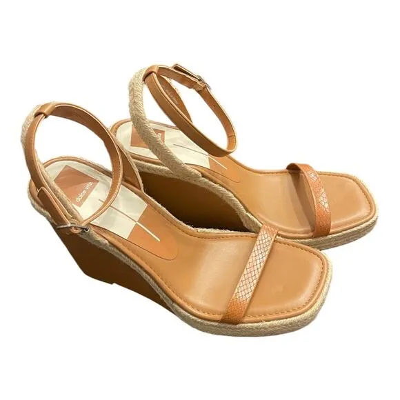 Dolce Vita Aurora Ankle Strap Espadrille Wedge Sandals Cedar Embossed Stella 9.5