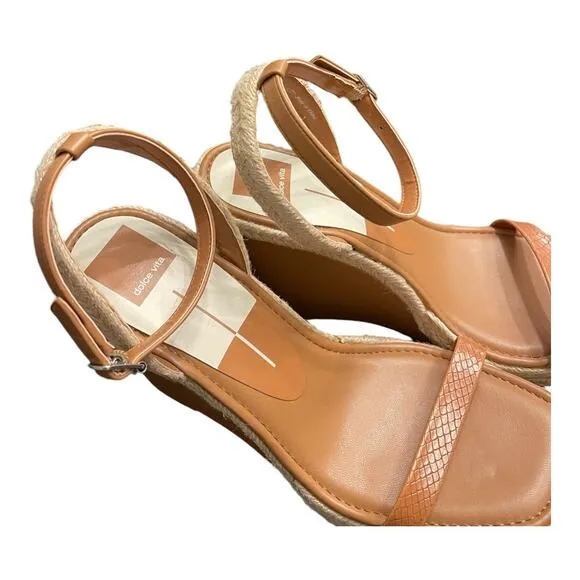 Dolce Vita Aurora Ankle Strap Espadrille Wedge Sandals Cedar Embossed Stella 9.5