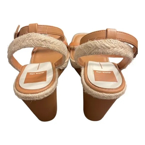 Dolce Vita Aurora Ankle Strap Espadrille Wedge Sandals Cedar Embossed Stella 9.5