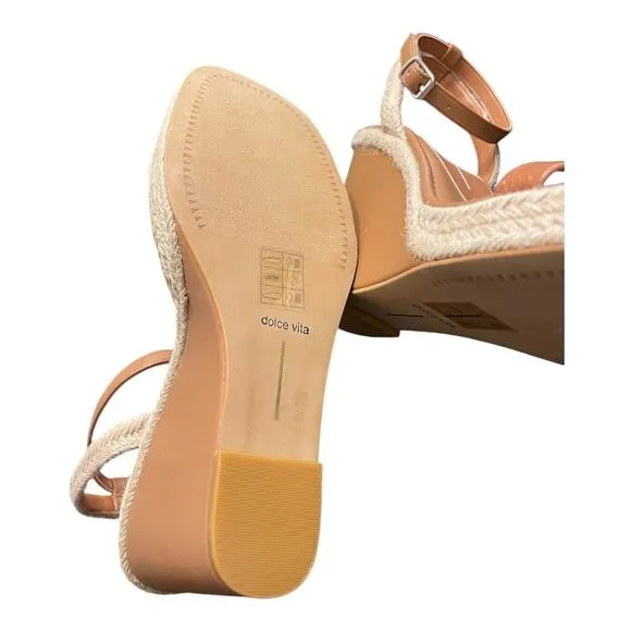 Dolce Vita Aurora Ankle Strap Espadrille Wedge Sandals Cedar Embossed Stella 9.5