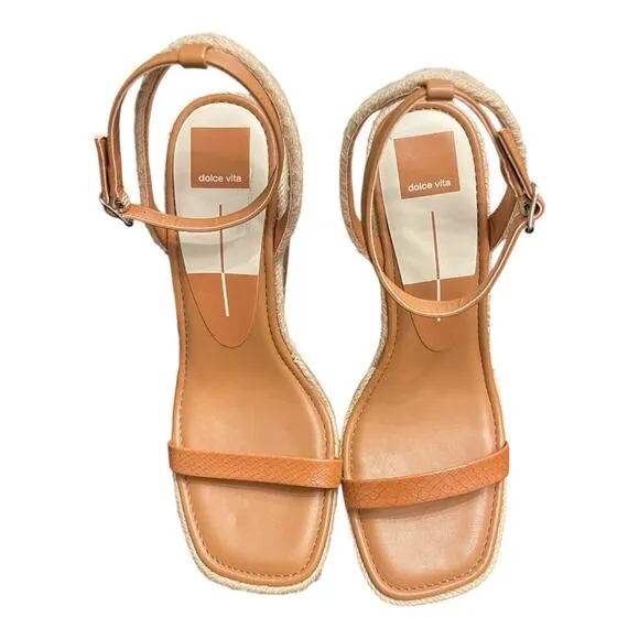 Dolce Vita Aurora Ankle Strap Espadrille Wedge Sandals Cedar Embossed Stella 9.5