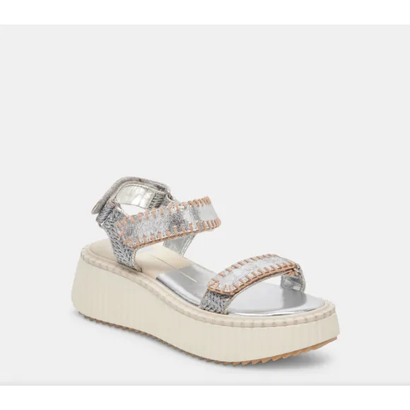 Dolce Vita DEBRA SANDALS SILVER DISTRESSED LEATHER, sz 10