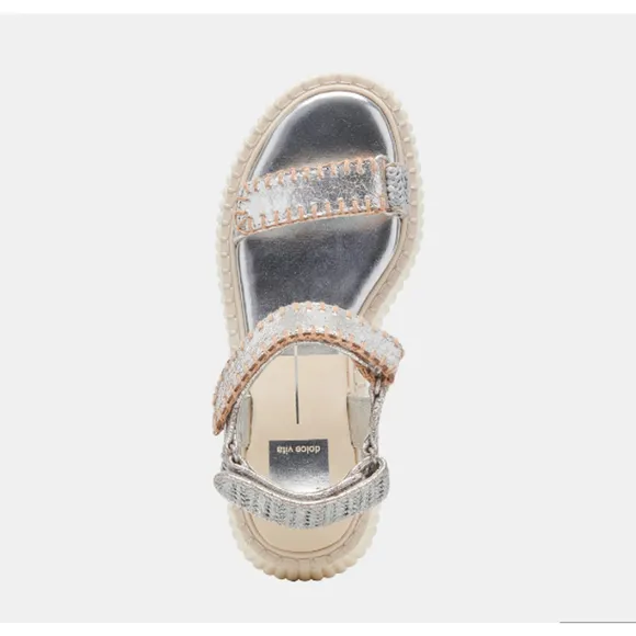 Dolce Vita DEBRA SANDALS SILVER DISTRESSED LEATHER, sz 10
