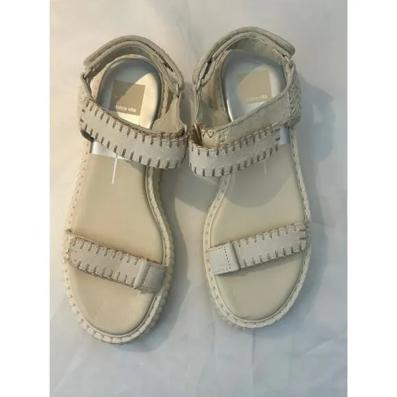 Dolce Vita Debra Suede Platform Banded Sandals Size 9 Ivory.  NWT