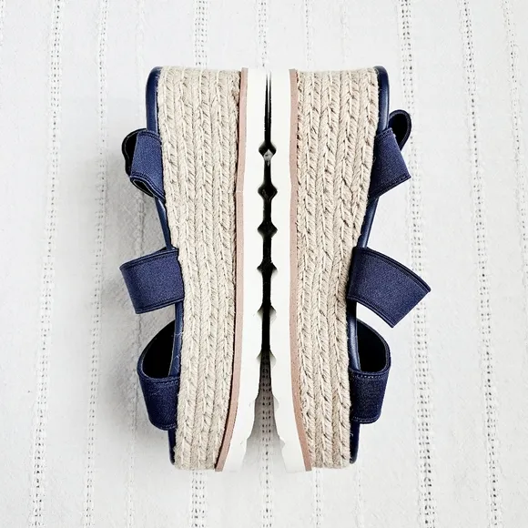 Dolce Vita Espadrille Platform Sandals Shoes Elastic Ankle Straps Navy 6 NEW