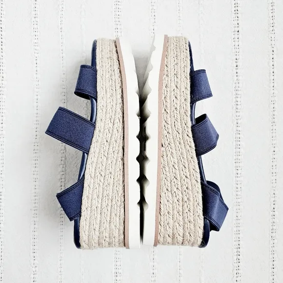 Dolce Vita Espadrille Platform Sandals Shoes Elastic Ankle Straps Navy 6 NEW
