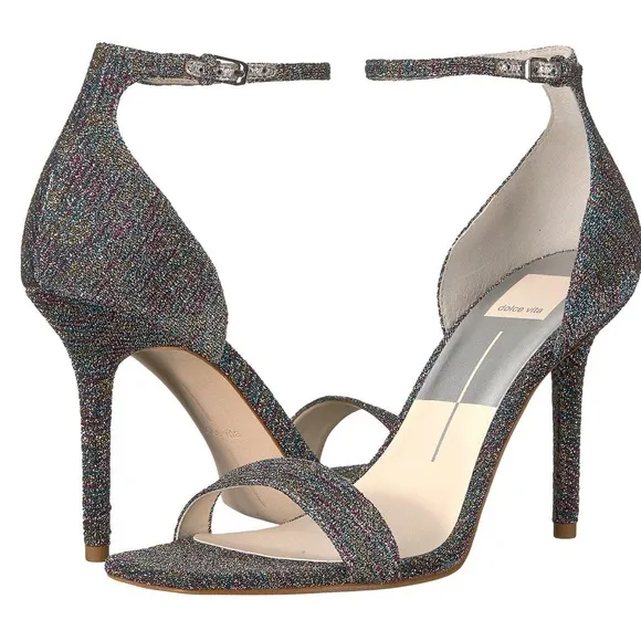 DOLCE VITA Metallic Glitter Ankle Strap Sandals