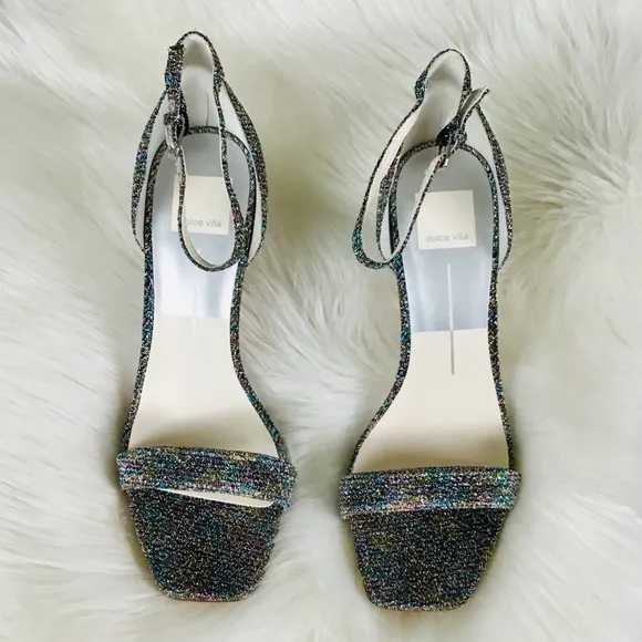 DOLCE VITA Metallic Glitter Ankle Strap Sandals