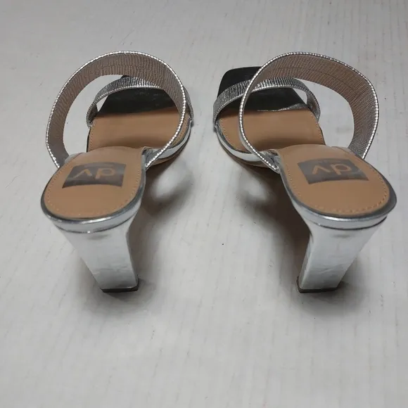 Dolce Vita Silver Shimmer Metallic Heels Sandal Size 8.5M