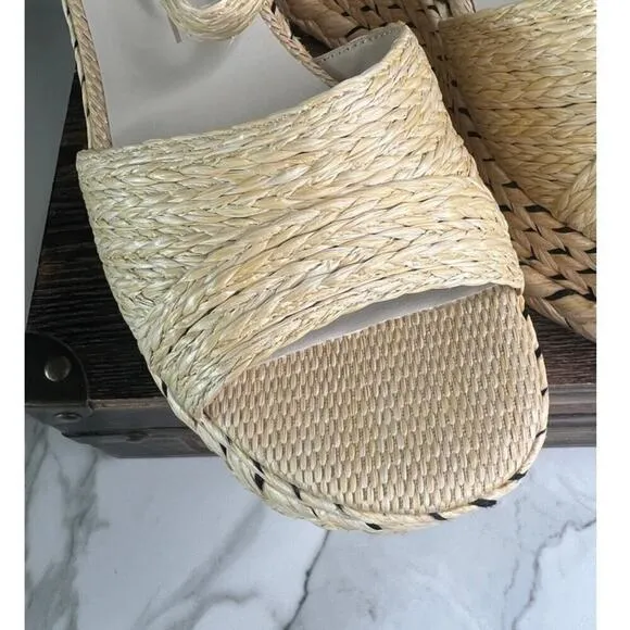 Dolce Vita Tiago Wedge Sandals in Light Natural Raffia