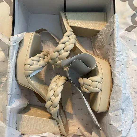Dolce Vita Paily Heel Sandals Ivory Stella Vegan Padded Braided Chunky 8.5
