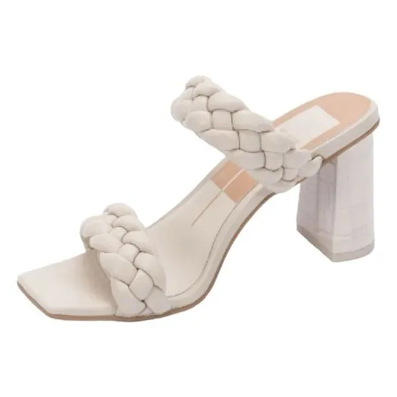 Dolce Vita Paily Heel Sandals Ivory Stella Vegan Padded Braided Chunky 8.5