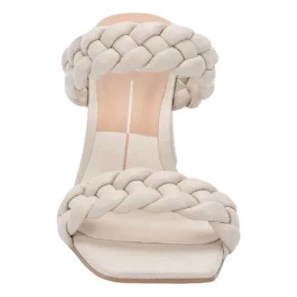 Dolce Vita Paily Heel Sandals Ivory Stella Vegan Padded Braided Chunky 8.5