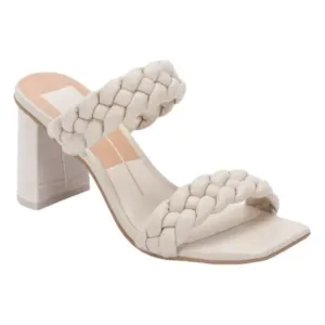 Dolce Vita Paily Heel Sandals Ivory Stella Vegan Padded Braided Chunky 8.5