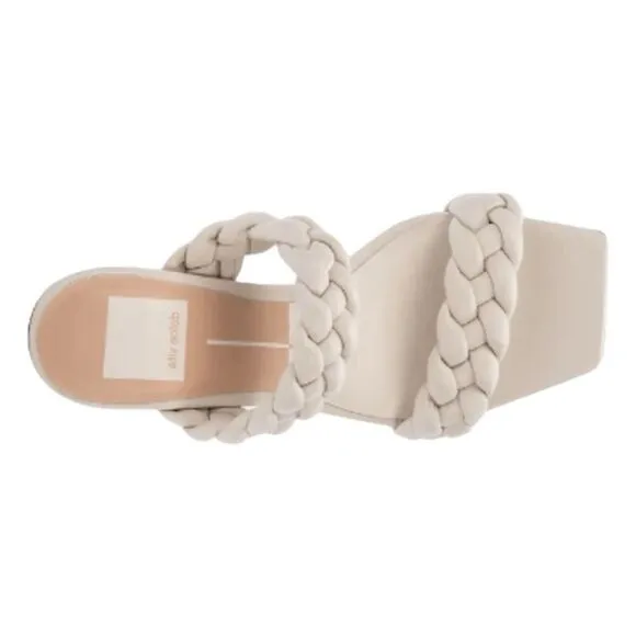Dolce Vita Paily Heel Sandals Ivory Stella Vegan Padded Braided Chunky 8.5