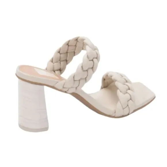 Dolce Vita Paily Heel Sandals Ivory Stella Vegan Padded Braided Chunky 8.5
