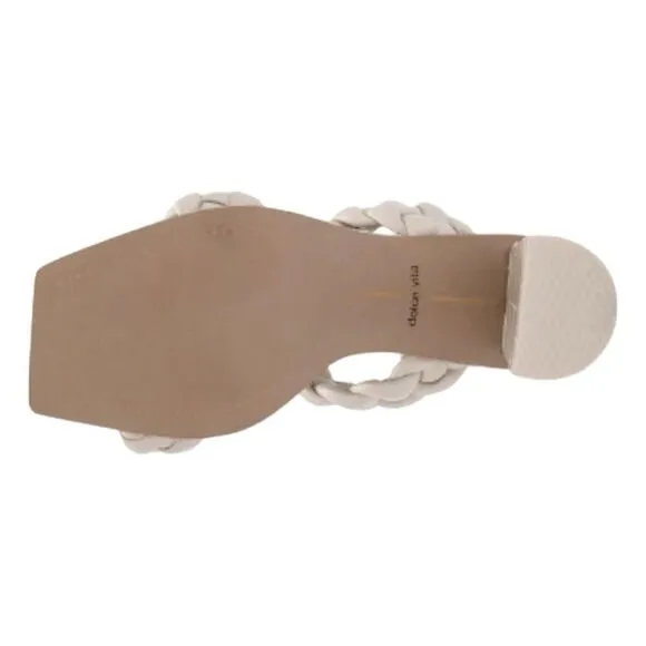 Dolce Vita Paily Heel Sandals Ivory Stella Vegan Padded Braided Chunky 8.5