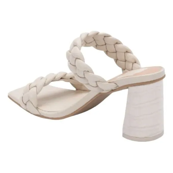 Dolce Vita Paily Heel Sandals Ivory Stella Vegan Padded Braided Chunky 8.5