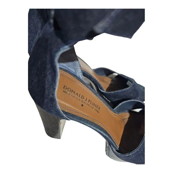 DONALD J PLINER Denim Platform Sandals Heels - Size 10