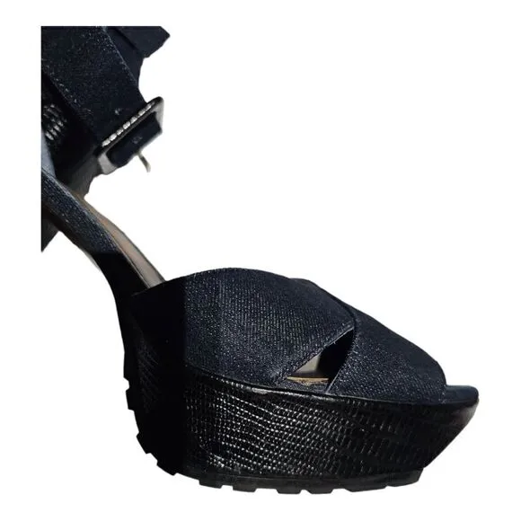 DONALD J PLINER Denim Platform Sandals Heels - Size 10
