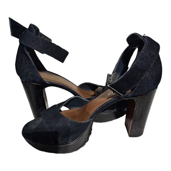 DONALD J PLINER Denim Platform Sandals Heels - Size 10