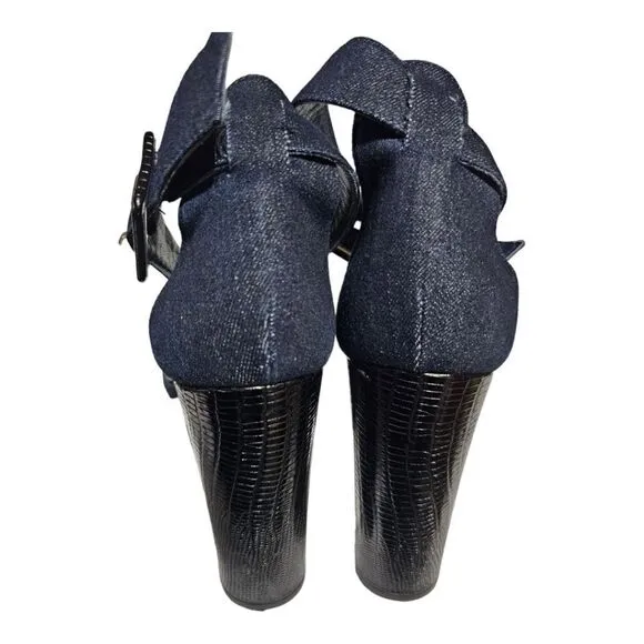 DONALD J PLINER Denim Platform Sandals Heels - Size 10