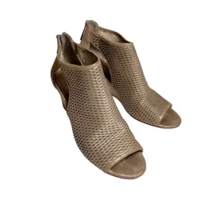 Donald J. Pliner Genuine Leather Gold Beige Wedge Heels Sandals Boots 7.5