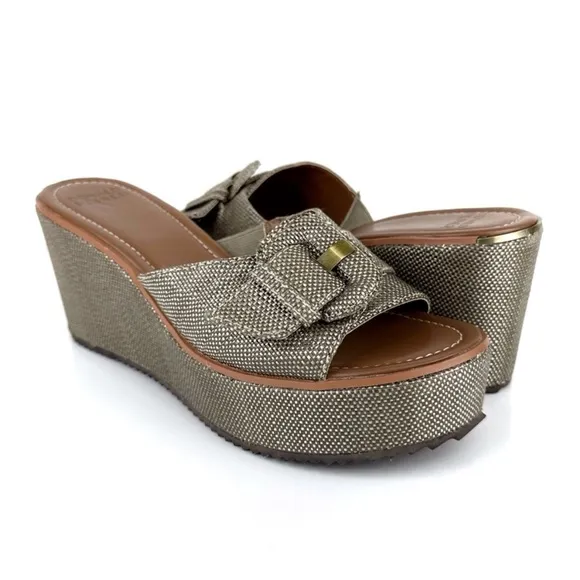 Donald J. Pliner Women's Ivor Raffia Platform Wedge Sandals Tan/Bronze Size 7.5