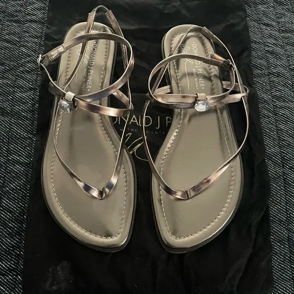 Donald J. Pliner Women's Metallic Sandals with Gems in Heels