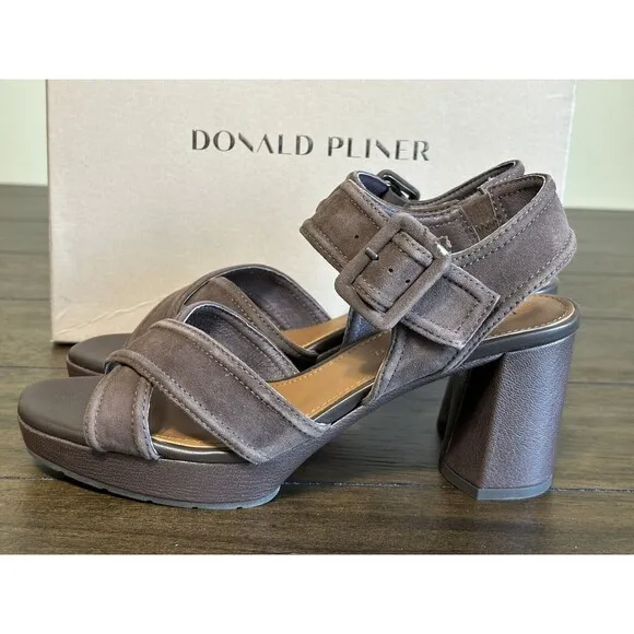 Donald Pliner Brown Suede Geni Platform Sandals Dark Brown Suede Size 8.5 NIB