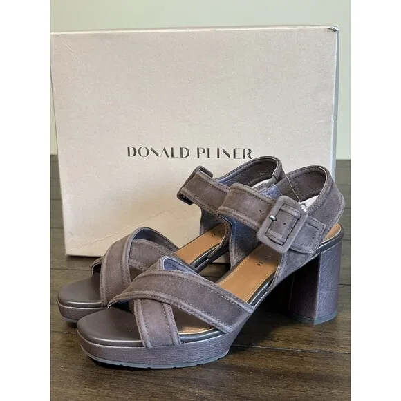 Donald Pliner Brown Suede Geni Platform Sandals Dark Brown Suede Size 8.5 NIB