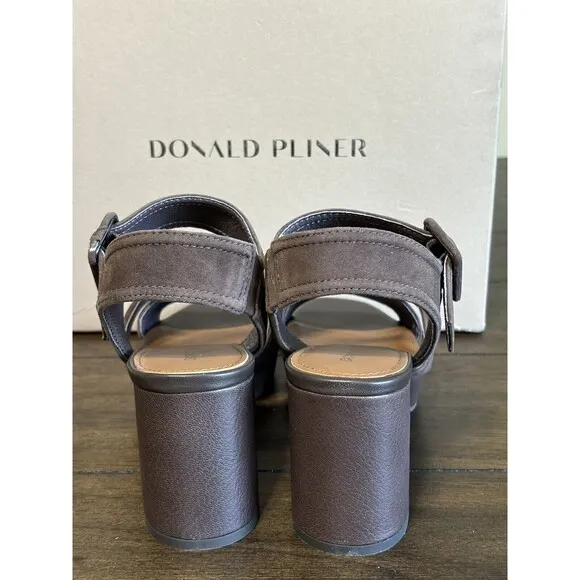 Donald Pliner Brown Suede Geni Platform Sandals Dark Brown Suede Size 8.5 NIB