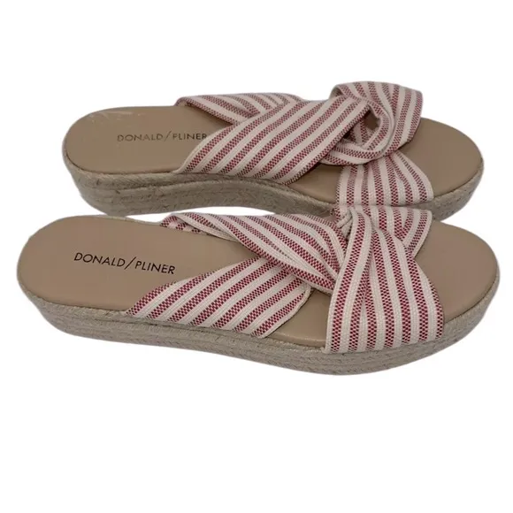 DONALD PLINER CHATCHA ESPADRILLE RASPBERRY WHITE SANDAL PLATFORMS SANDAL SHOES