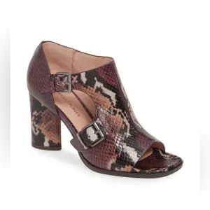 Donald Pliner Fouu snake print leather shooties sandals double strap heels 8,5