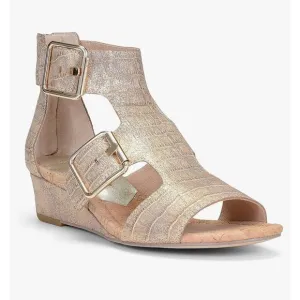 Donald Pliner Olive Wedge Sandals Size 5.5 Metallic Gold Rose