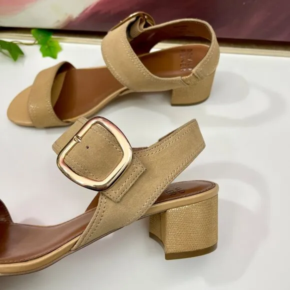 DONALD PLINER Women Neve Ankle Strap Block Heel Sandals in Camel  Size 9.5