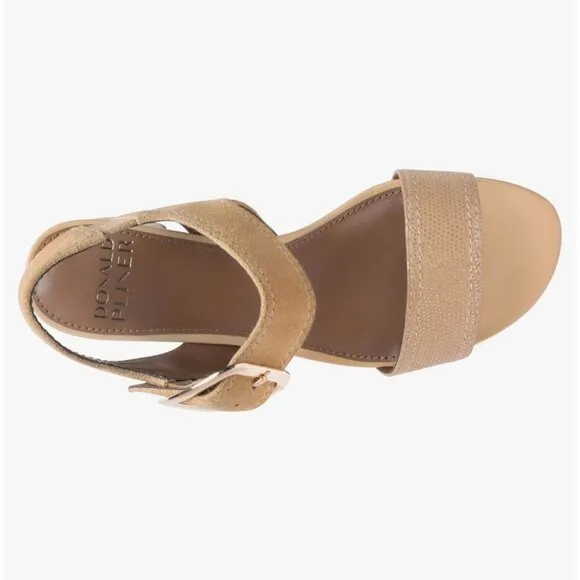 DONALD PLINER Women Neve Ankle Strap Block Heel Sandals in Camel  Size 9.5