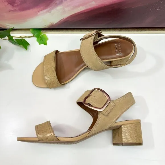 DONALD PLINER Women Neve Ankle Strap Block Heel Sandals in Camel  Size 9.5