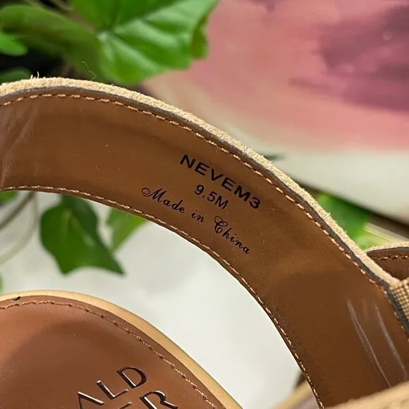 DONALD PLINER Women Neve Ankle Strap Block Heel Sandals in Camel  Size 9.5